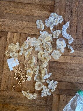 Beige and white pearl beaded trim for costume making burlesque costume etc diy x